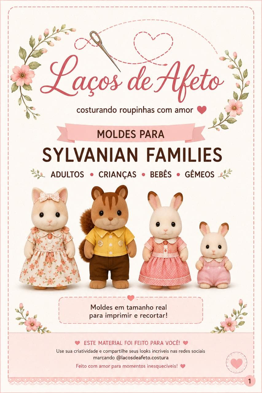 Família de bonecos colecionáveis vestidos com roupinhas costuradas à mão